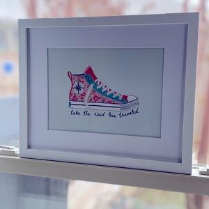 “Take the Road Less Traveled” Converse matted and framed, Wall Decor. $13 OBO